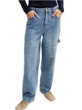 Tibi Spring Denim Slouchy Carpenter Cargo Cropped Jeans, Size 27 (4)